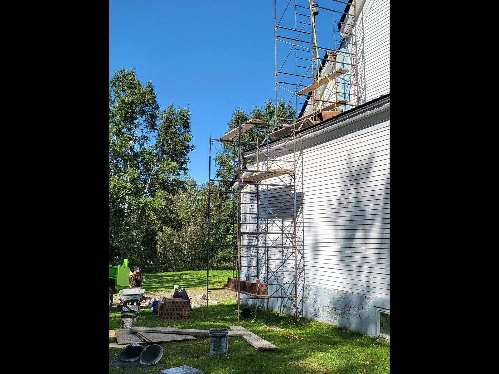 Scaffolding erected for chimney work