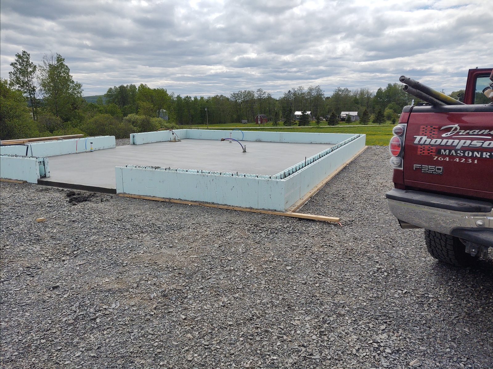 New foundation installation with Duane Thompson Masonry truck